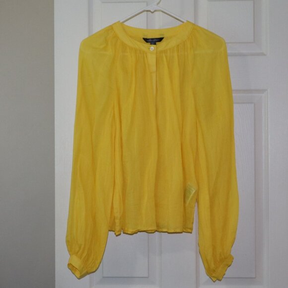Banana Republic | Yellow Ramie Balloon Sleeve Blouse, Size XS - Picture 4 of 7